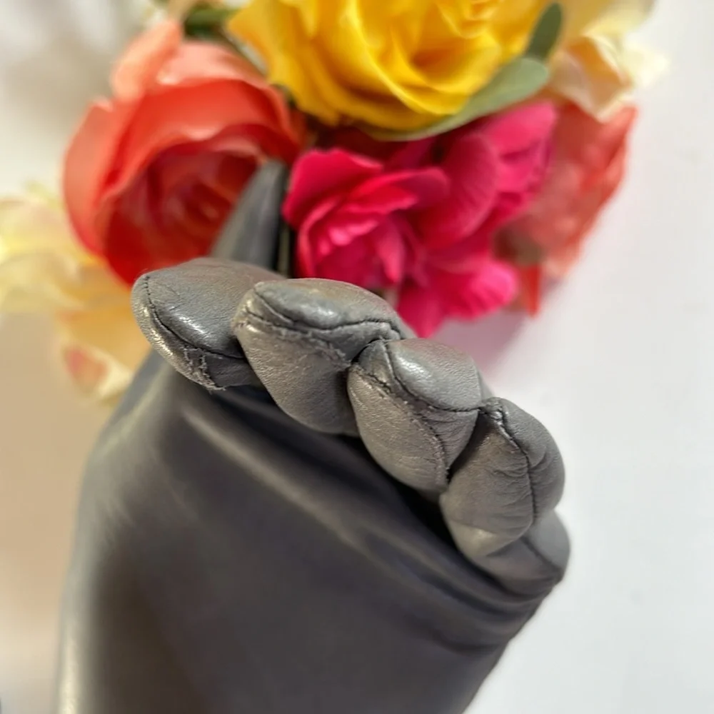 Fownes Women's Genuine Gray Leather Gloves Acrylic Lined - SIZE: 7 vintage